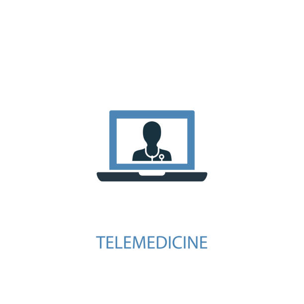 ilustrações de stock, clip art, desenhos animados e ícones de telemedicine concept 2 colored icon. simple blue element illustration. telemedicine concept symbol design. can be used for web and mobile ui/ux - stethoscope blue healthcare and medicine occupation