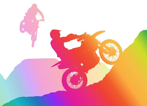 Going Up Rainbow Stock Illustration - Download Image Now - Motocross