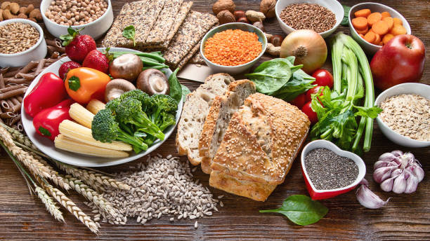 istock Healthy natural ingredients  containing  dietary fiber. 1160140371