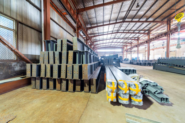 istock Steel factory stacked steel 1160141048