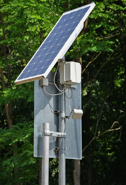 istock Solar panel of the automatic pedestrian crossing sign 1160143981