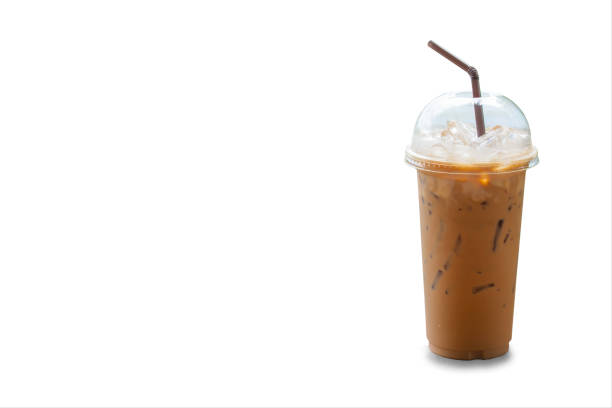 istock Iced coffee in a plastic glass on a white background with clipping path. 1160145095