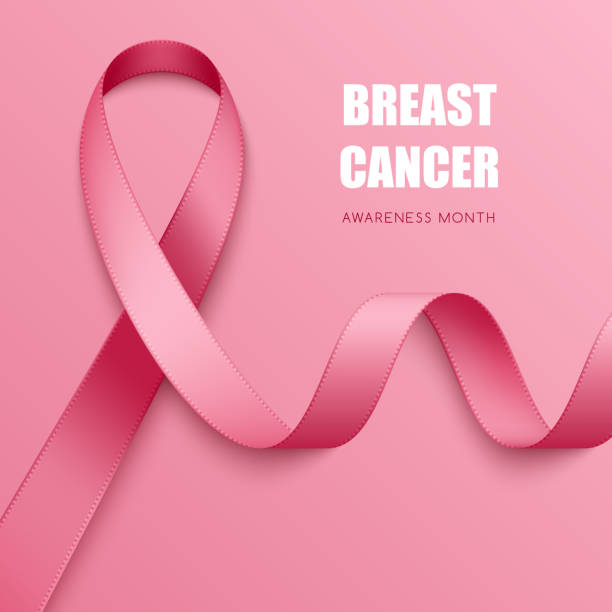 realistyczna wstążka świadomości - breast cancer cancer breast cancer awareness ribbon pink stock illustrations