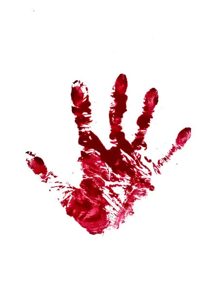 Photo of bloody red handprint