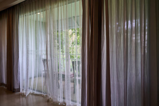 istock Curtain Bedroom blinds in Luxury resort. 1160147468