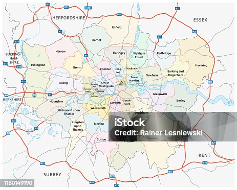 istock greater london road and administrative map 1160149190