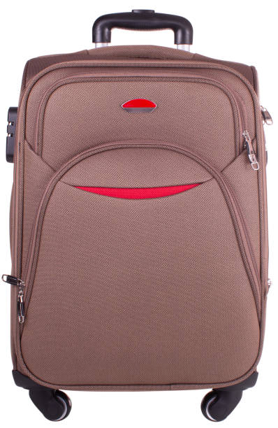 wicker travel bag isolated on white background. Front view