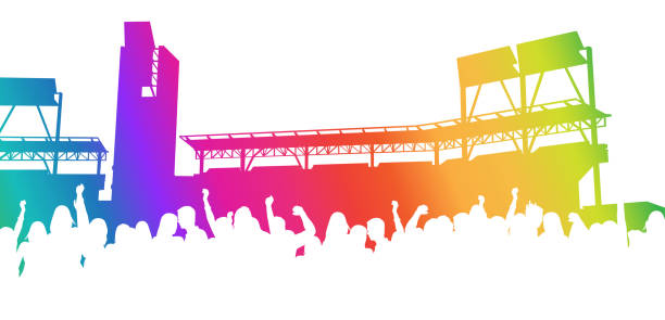 stadion crowd rainbow - saturated color audio stock-grafiken, -clipart, -cartoons und -symbole