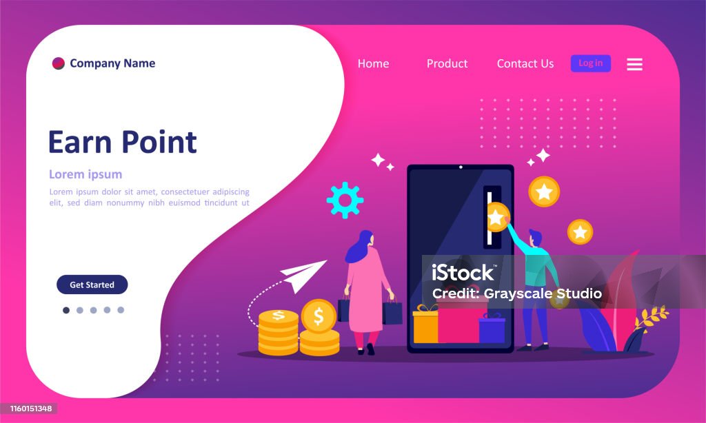 Rewards Point Website Ui Design Earn Point Concept Loyalty Program And Get Rewards Suitable For Web ...