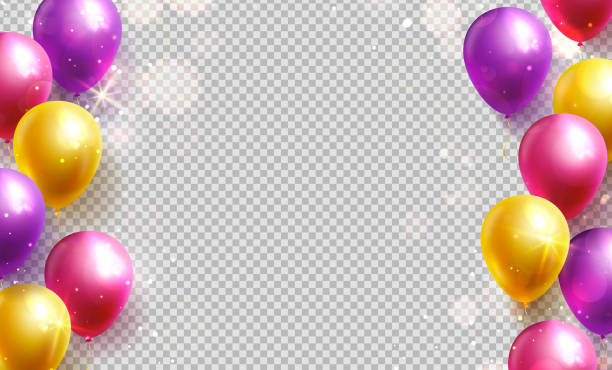 ilustrações, clipart, desenhos animados e ícones de balões coloridos em um fundo transparente. vetor. - birthday background