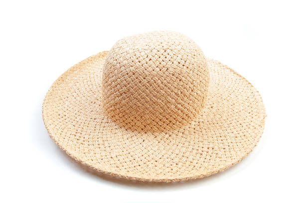 istock Pretty beautiful straw hat  on white background beach hat from a side view isolated 1160153377