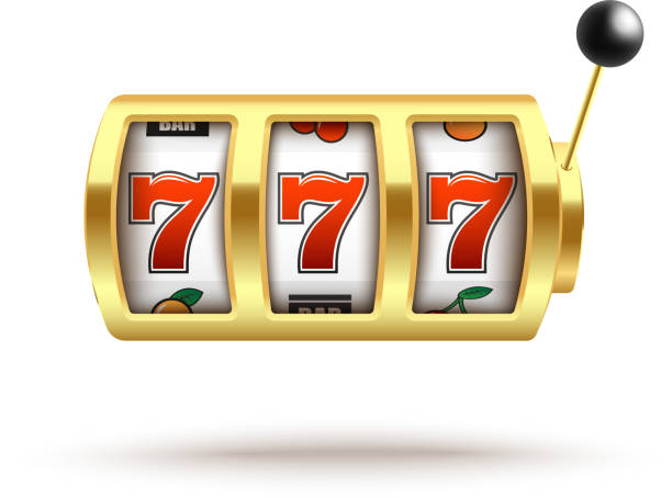 ilustrações de stock, clip art, desenhos animados e ícones de golden slot machine with lucky three sevens jackpot in realistic style. - wheel incentive award winning