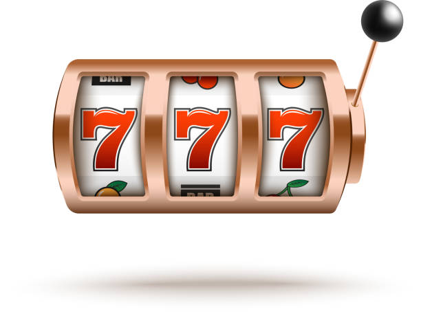istock Bronze slot machine with lucky combination of three sevens in realistic style. 1160153501