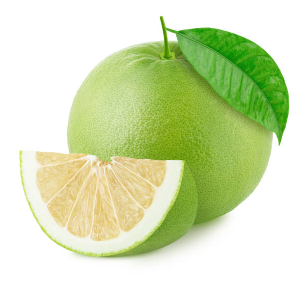 istock Whole citrus sweetie with slice isolated on white background. 1160153517