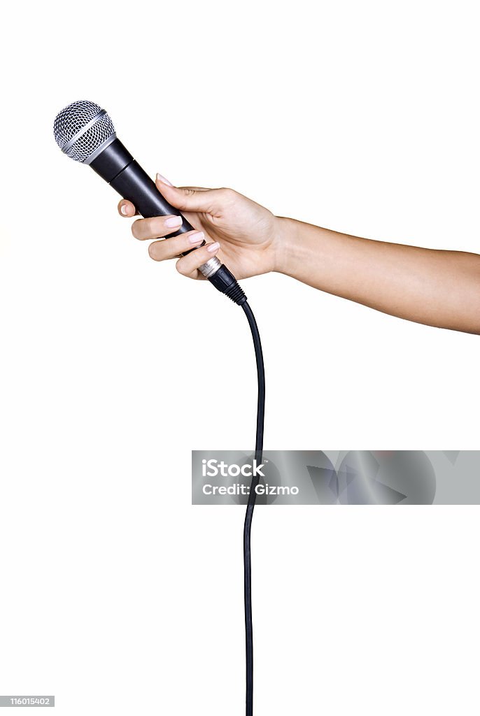 Segurar num microfone - Royalty-free Microfone Foto de stock