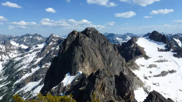 Liberty Bell, Concord Tower, Minutman Tower, Lexington Tower, North Early Winters Spire, South Early Winters Spire, and Blue Lake Peak