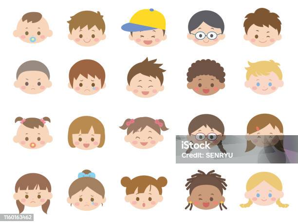 Kids Icon Set2 Stock Illustration - Download Image Now - Human Face, Child, Baby - Human Age