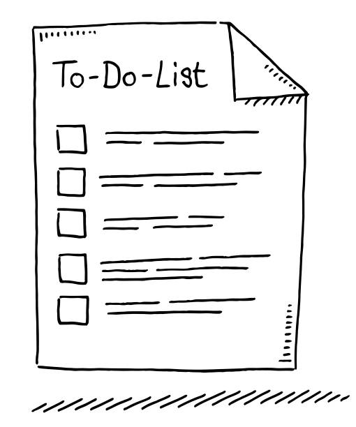 To-Do-List Symbol Drawing Hand-drawn vector drawing of a To-Do-List Symbol. Black-and-White sketch on a transparent background (.eps-file). Included files are EPS (v10) and Hi-Res JPG. To Do List stock illustrations