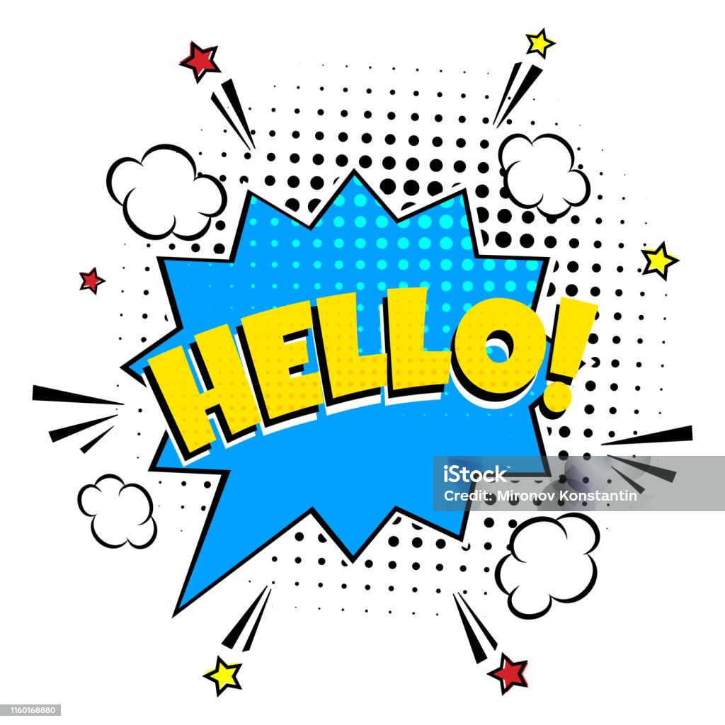 Hello Comic Style Comic Lettering Speech Bubble For Emotion With Text Hello Comic Style ...
