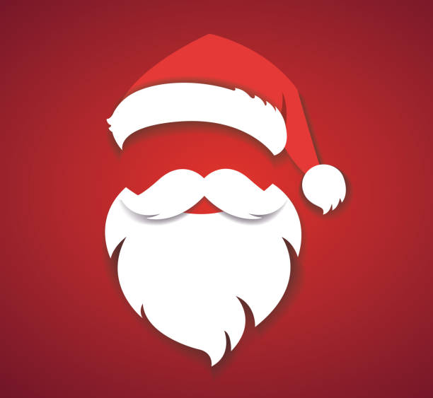 frohe weihnachten vektor konzept rot mit weihnachten hut und santa weißen bart illustration eps10 - santa stock-grafiken, -clipart, -cartoons und -symbole