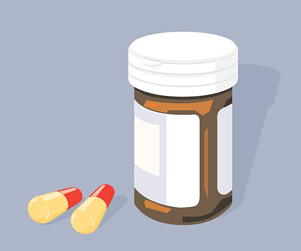 illustrazioni stock, clip art, cartoni animati e icone di tendenza di flacone di pillole e compresse - penicillin
