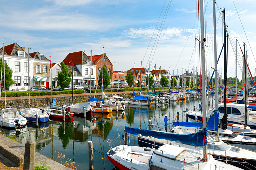 Marina in the old town of Brouwershaven, Zeeland, Netherlands