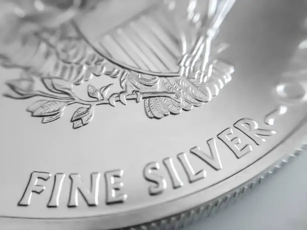 Photo of Macro Close up of a 999% pure Silver American Eagle Bullion Coin