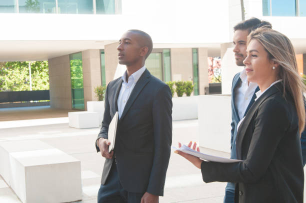 istock Confident company representatives meeting business partners 1160184816