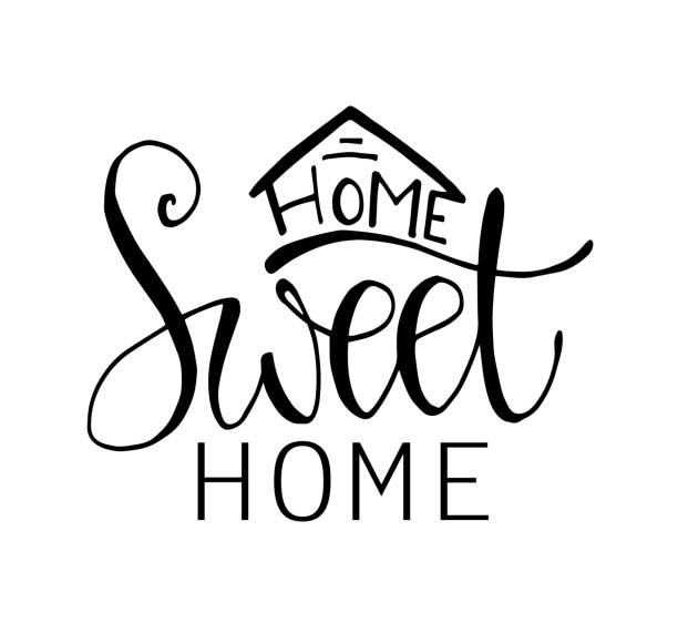 illustrations, cliparts, dessins animés et icônes de home sweet home - affiche de typographie - label sign symbol single word