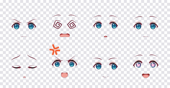 Ilustración de Emociones Ojos Azules De Anime Manga Girls y más Vectores  Libres de Derechos de Estilo manga - Estilo manga, Ojo, Emoticono - iStock