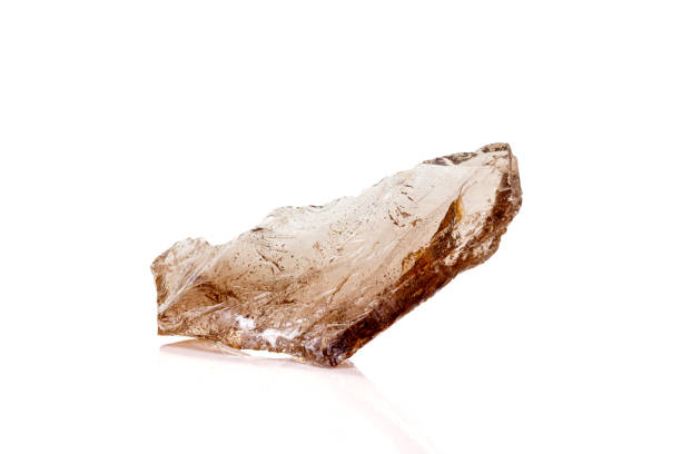 istock Macro stone mineral smoky quartz on a white background 1160189065