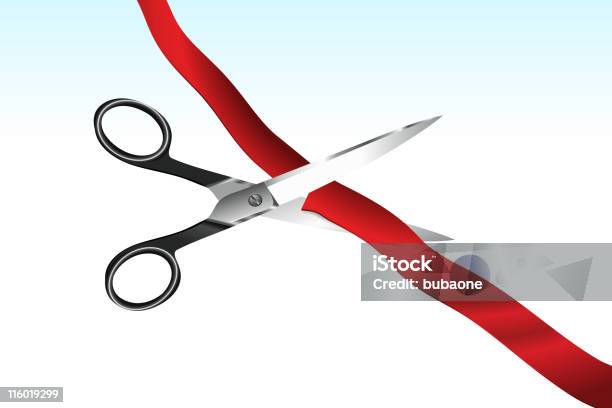 Cutting Red Ribbon For Grand Opening Royalty Free Vector Illustration Stock Illustration - Download Image Now