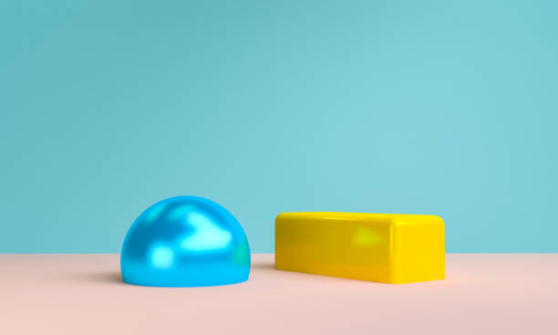 istock Minimalist abstract background, primitive geometrical figures, pastel colors, 3D render. 1160196134