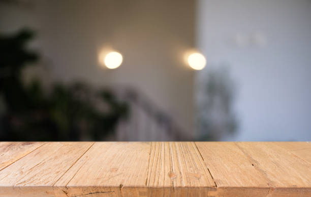 istock Empty dark wooden table in front of abstract blurred bokeh background of restaurant . can be used for display or montage your products.Mock up for space. 1160196268