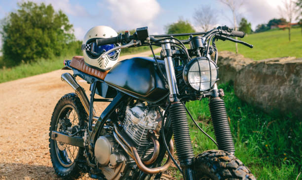 istock Custom motorcycle parked on the road 1160200121