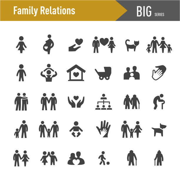 Family Relations Icons - Big Series Family Relations, vector love care old stock illustrations