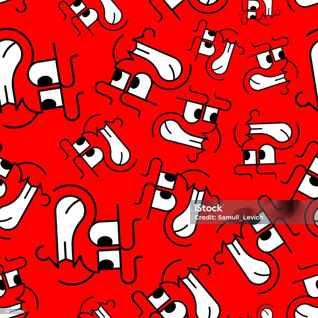 Angry Red Patterns Angry Face Pattern Seamless Evil Red Head Background Vector Textureâ ...