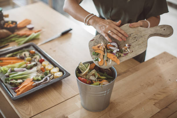 produkcja kompostu z resztek warzyw - green waste zdjęcia i obrazy z banku zdjęć