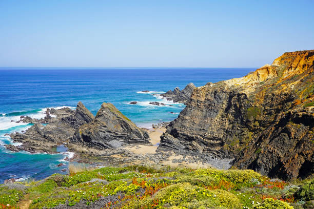 istock Seashore landscape, cliffs, waves in the Atlantic ocean, rock formations 1160205252