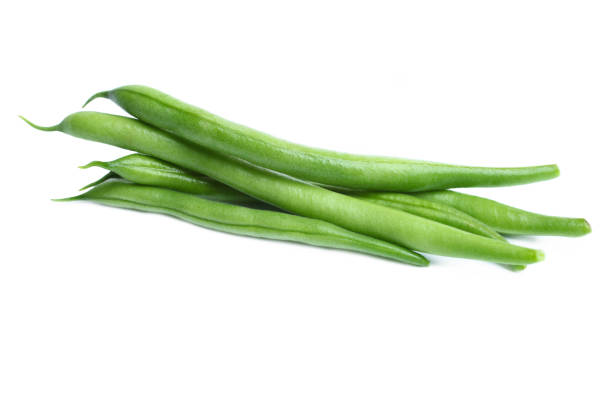 green beans Bunch of ripe organic natural green beans isolated on white. green bean stock pictures, royalty-free photos & images
