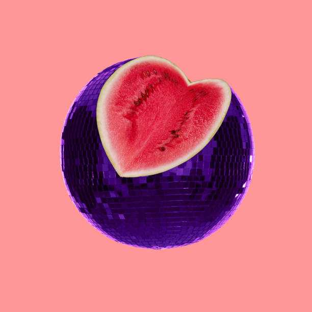 istock Minimal Contemporary collage art. Watermelon disco ball. 1160208477