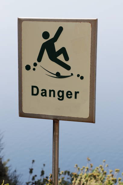 istock Danger of falling hazard sign 1160210450