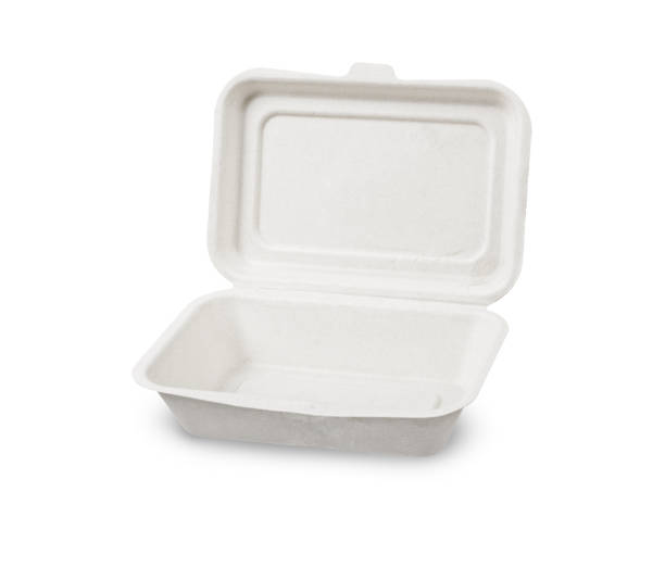 Bagasse box for food isolated on white background Bagasse box for food isolated on white background, Saved clipping path. It is made from nature Go green disposable photos stock pictures, royalty-free photos & images