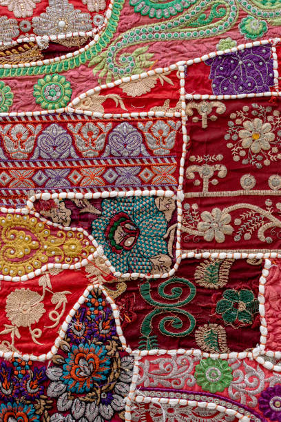 istock Detail old patchwork carpet, India. Close up 1160214548