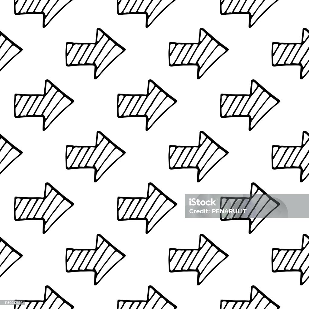 Simple Line Arrow Design Patterns Hand Drawn Arrow Pattern Stock Illustration - Download Image Now ...