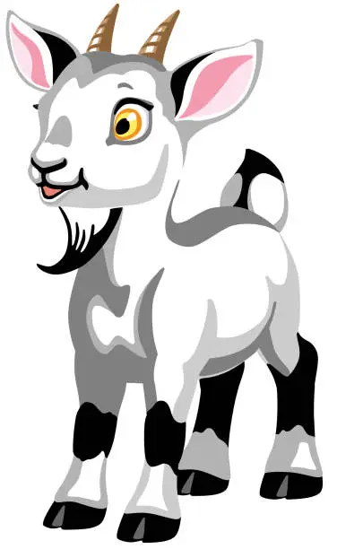 Vector illustration of cartoon white goat