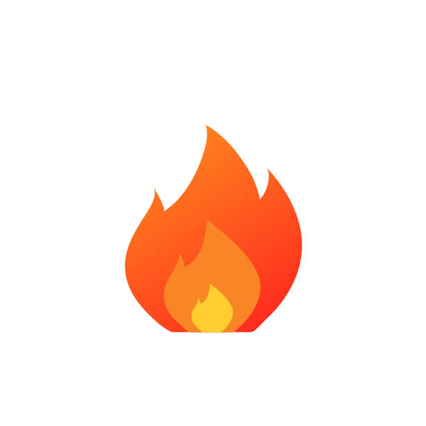 hot flame icon vektor illustration - flame fire fireball exploding stock-grafiken, -clipart, -cartoons und -symbole