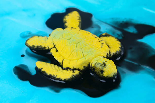 istock Turtle in oil. pollution in ocean environmental problem. Ecological situation world earth 1160219966
