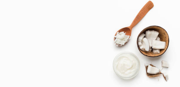 Coconut butter in bowl and spoon