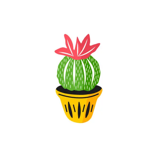 Vector illustration of Icon of cactus cartoon style. Parodia for different design.